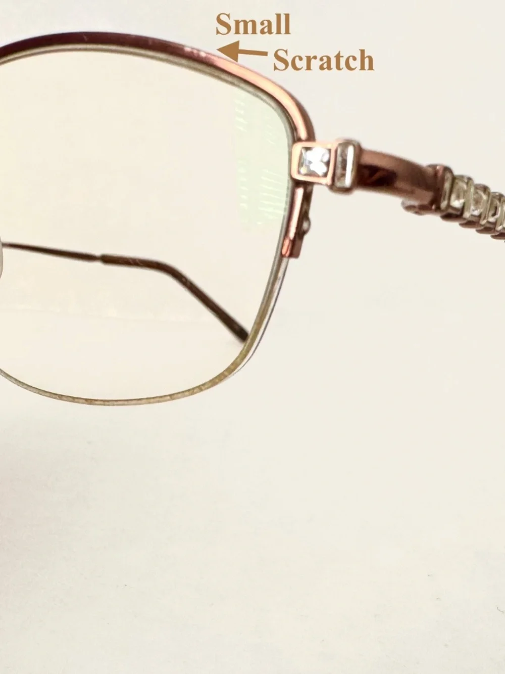 Sophia Loren M163 Modified Oval Metal Rose Gold Women Semi-Rim Eye Glasses Bling